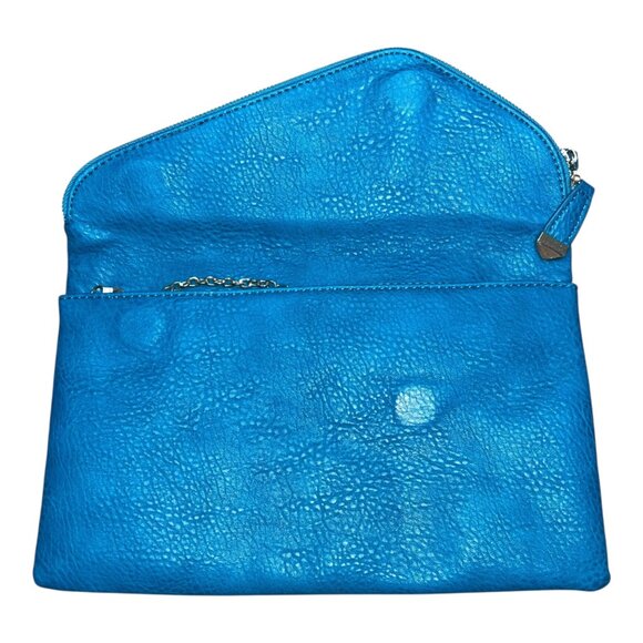 Urban Expressions Stella Clutch | Pebble Blue Vegan Leather | Gold Chain Strap - Picture 2 of 10